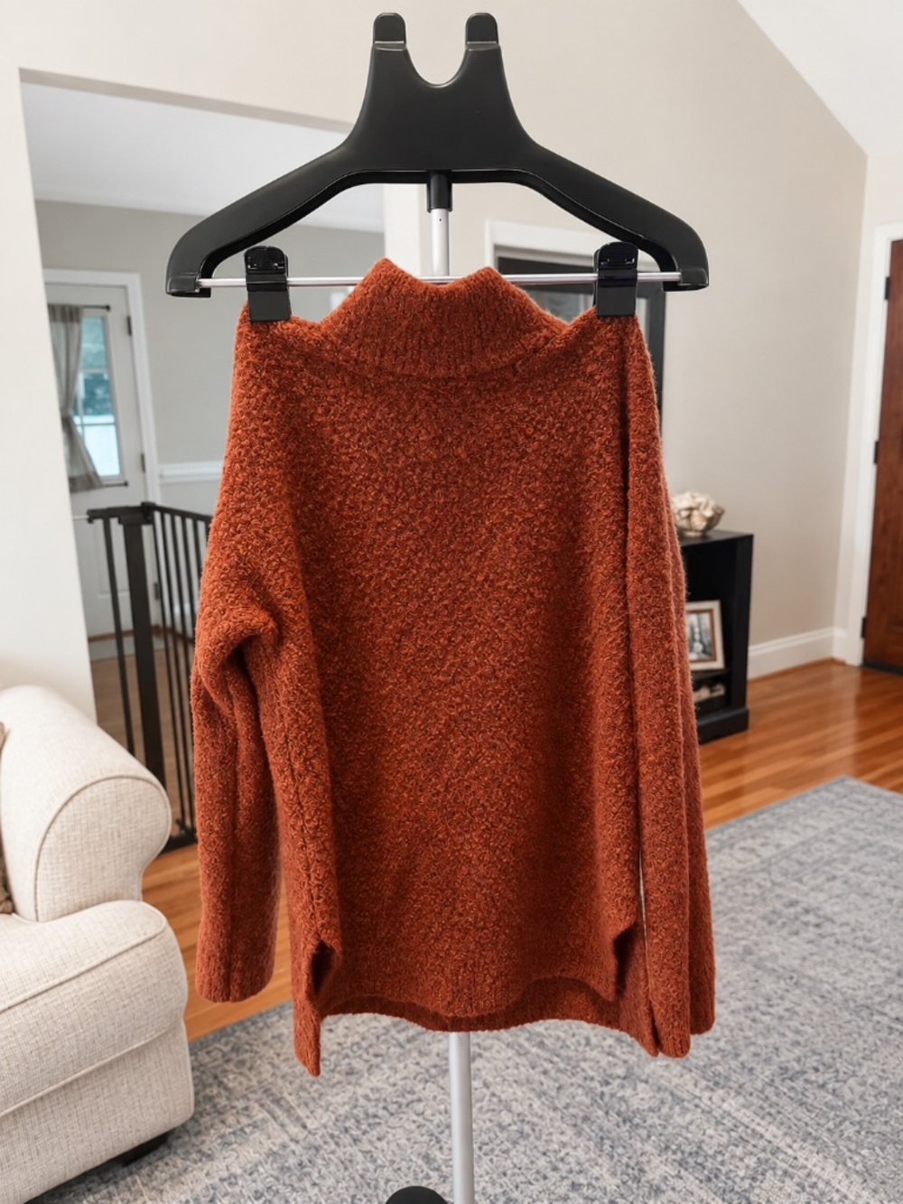 Abercrombie & Fitch Cozy Mock Neck Sweater | Rust Brown | XS